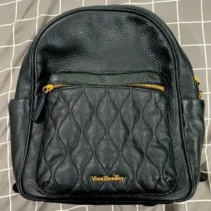 Vera Bradley Leighton Black Leather Backpack ~ Gently Used